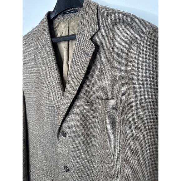1990s Lord & Taylor Pure Wool Brown Houndstooth Blazer Men’s 42L - Picture 5 of 13